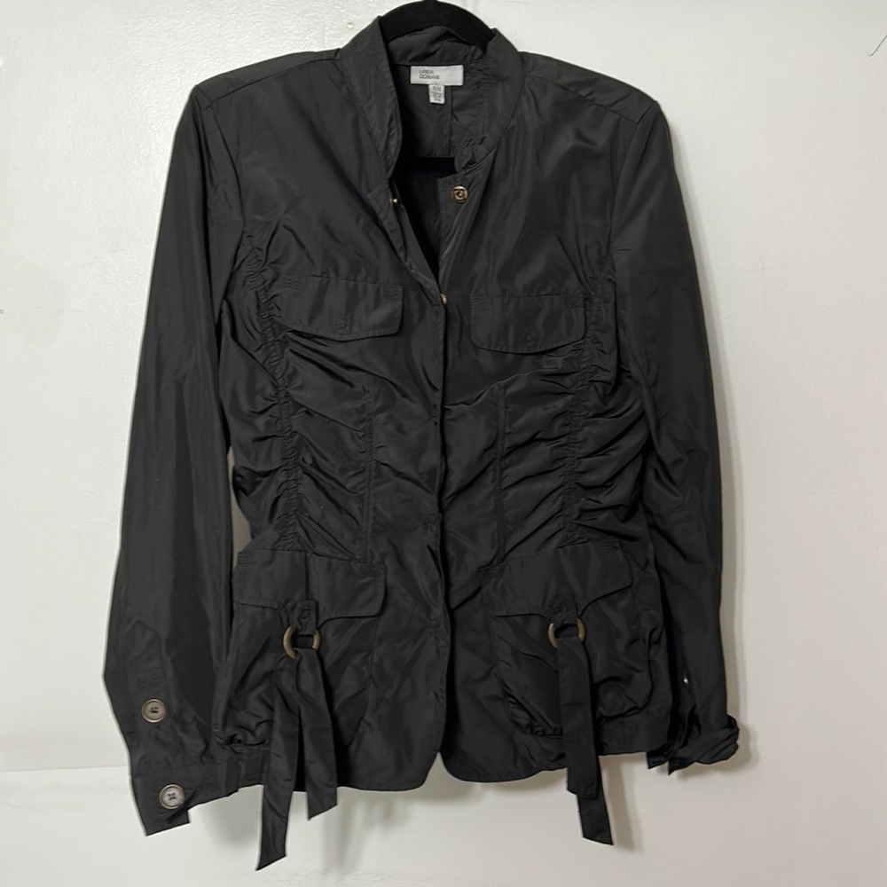 Linea Domani Black Ruched Windbreaker Size M